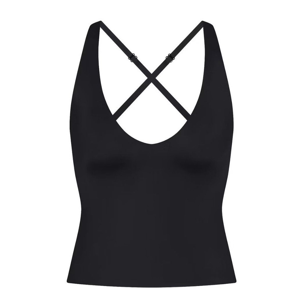 Nike x Skims V-Neck Tank BL-SLS-8621W Obsidian Black Small Adjustable Straps